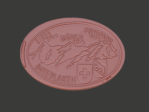 eiger moench jungfrau elongated coin coins & badges alps berner oberland interlaken m nch switzerland 3d print model - Mito3D