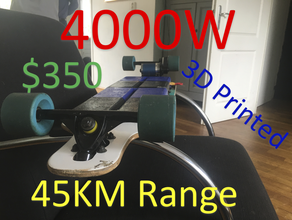 350 45 km 4000w elettrico longboard automotive 10s 18650 batteria brushless il fai da te skateboard li-ion vesc 3d print model - Mito3D
