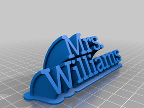 mrs williams placa con el nombre del texto de la oficina personalizado 3d print model - Mito3D