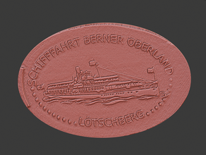 Lötschberg-Raddampfer längliche Münze Münzen und Abzeichen länglich Lötschberg l tschberg Raddampfer Gefahren sind schweiz Dampf-Boot Schweizer Schweiz 3d print model - Mito3D