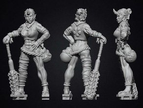 ogre troll oni girl woman ogress remake creatures 3dmodel 3d printing brute character club dnd dungeons dragons fantasy female miniature model ogrillon pathfinder rpg sculpture strategy game strong tabletop warrior world warcraft wow 3d print model - Mito3D