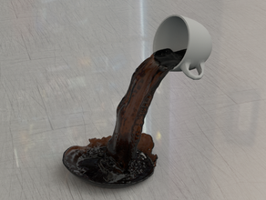 floating cup liquid pouring out art coffee kitchen model splash water 3d print model - Mito3D