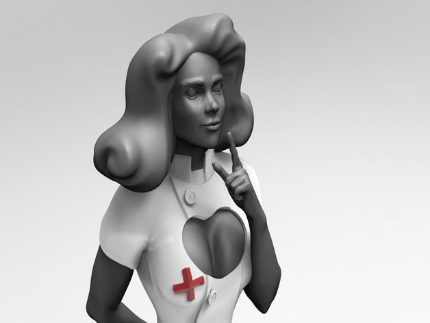 psycho nurse sculptures classic crazy figure figurine girl hair holloween hospital medical openscad sculpt sexy woman 3D print model - Mito3D