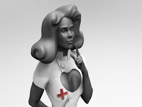 psycho nurse sculptures classic crazy figure figurine girl hair holloween hospital medical openscad sculpt sexy woman 3d print model - Mito3D