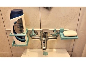 bathroom sink tray set accessories organizer hook shampoo holder soap soapdish dish 3d print model - Mito3D