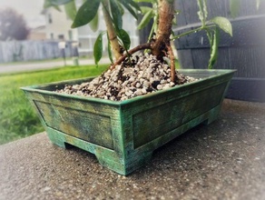 rectangular bonsai pot 180x120x50 mm no supports outdoor & garden flower plant planter 3d print model - Mito3D