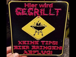 grill sign - german signs & logos 3d print model - Mito3D