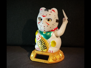 hello stabby kitty sculptures friday 13th halloween decoration prop jason voorhees lucky cat 3d print model - Mito3D