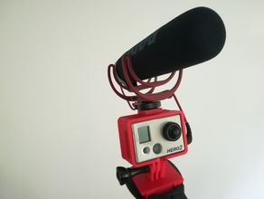 gopro hero 2 cadre de la griffe soutien caméra adaptateur le microphone 3d print model - Mito3D