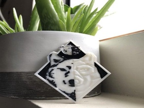 geo loup dot art echo point de l'acoustique géométriques polka corbeille deux couleurs wolf 3d print model - Mito3D