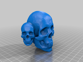 tre teste di teschio manopola famiglia badass gabinetto cassetto scheletro cranio 3d print model - Mito3D