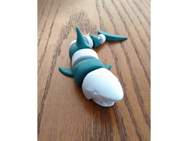 articulated shark remix animals articulating aticulation fish flexi flexible movable polymathic toy water 3D print model - Mito3D
