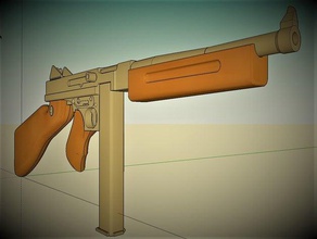 1 4 thompson hafif makineli tüfek m1a1 - ölçek tarama ve kopyaları silah 3d print model - Mito3D