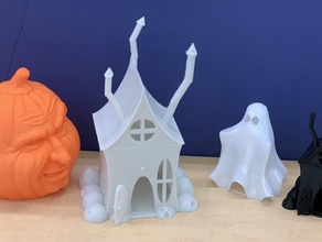 haunted house models 3dfablabhawaii 3d scary ghost halloween decoration prop mansion helloween pumpkin witch Haunted 3d print model - Mito3D