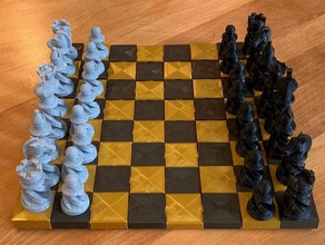 Tabuleiro de xadrez 3d e peças em AutoCAD, CAD (725.85 KB)