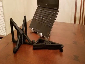 impossible folding laptop tablet cellphone holder gadgets 3d slash computer stand 3d print model - Mito3D