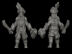 dwarf pirates captain 28mm dnd miniature games mini dungeons dragons pathfinder rpg pirate tabletop gaming 3d print model - Mito3D