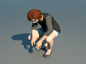 woman picking up items people female figure girl posing squatting train 3d print model - Mito3D