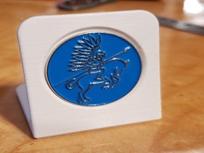 winged hussar pin holder art display stand enamel ndq no dumb questions trinket 3d print model - Mito3D