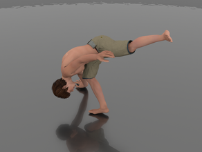 man kicking people fight fighting human kick male pose posing 3d print model - Mito3D