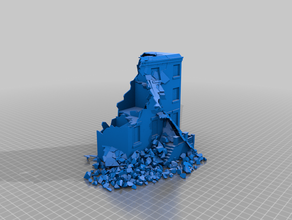 fractured building damage buildings & structures model office structure war wreck 3d print model - Mito3D