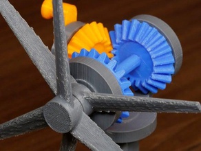 contra-rotierende propeller-Modell mechanische Spielzeuge Flugzeug Motor engineering hand-Kurbel hand gekröpft mechanisch ist mechanisches Spielzeug Modell 3d print model - Mito3D