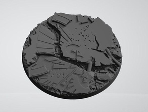 32mm base urbana 01 juegos 40k bases imperial las ruinas 3d print model - Mito3D