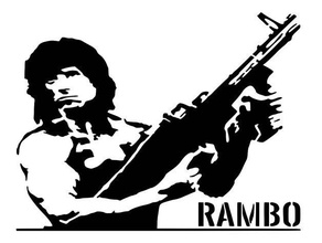rambo stencil 2d art gunner military movie silvester stallone soldier usa 3d print model - Mito3D