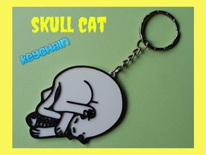 keychain skull cat 3dlito craneo gato ilusion optica llavero stencil 3d print model - Mito3D