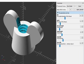 wing nut tools customizable openscad parametric 3d print model - Mito3D