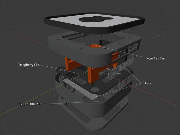 raspberry pi 4 - server box computer case 3D print model - Mito3D