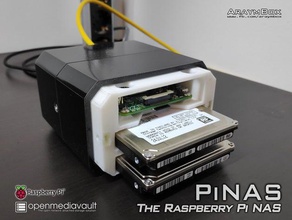 pinas - raspberry pi nas durumda sabit diski hdd kutusu ssd 3d print model - Mito3D