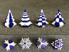 A 2 colori, alberi di natale, fiocco neve profilo arredamento colore christmas tree natale decorazione decorazioni ornamento per la casa 3d print model - Mito3D