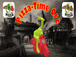 pizza-time-orc Spielzeug & Spiele d&d dnd Miniatur fantasy mini der moped motor orc spider-man 2 tabletop-gaming warhammer 3d print model - Mito3D