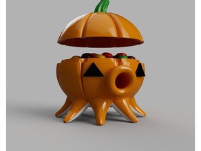 3dtakotuesday halloween pumpkin candy bowl containers autumn container food gourd jack-o-lantern jackolantern jack o lantern lid october octopus storage 3d print model - Mito3D