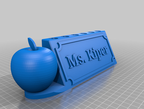 nameplate apple bite teacher 3d printing 3d print model - Mito3D