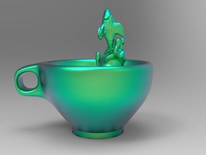 Fisch Tasse Dekor cup springen Wasser 3d print model - Mito3D