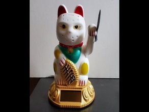 hello stabby kitty + machete - scaled sculptures friday 13th halloween decoration prop jason voorhees lucky cat waving 3d print model - Mito3D