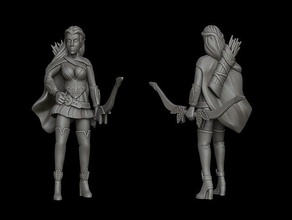 elf meio-elfo feminino ranger 28mm dnd em miniatura jogos o arqueiro câmera mini masmorras e dragões miniaturas pathfinder rpg tampo de mesa 3d print model - Mito3D