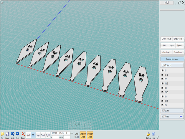 radius gauges learning 3D print model - Mito3D