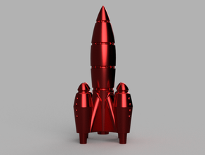 ultrared cohete fallout inspirado juegos de video De la década 1950 50 4 futurista post-apocalíptico rojo retro juego 3d print model - Mito3D