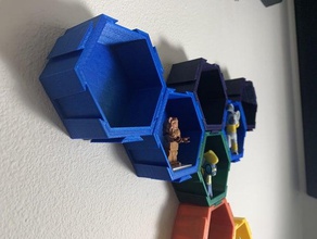 modular hexagonal, cuadro de la pantalla se ajusta decoración construir su propio personalizable cola milano encaja figuritas hexagonal arte pared montaje en 3d print model - Mito3D