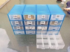 vase-mode component drawers label holder compartments tool holders & boxes chest box storage drawer electronics mini resistor small parts smd components spiral vase mode printing 3d print model - Mito3D