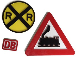 usa belgium railroad crossing signs db logo & logos model rail railway 3d print model - Mito3D
