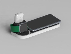 a apple qi de carregamento doca - assistir airpods iphone telefone celular stand relógio dock carregador sem fio 3d print model - Mito3D