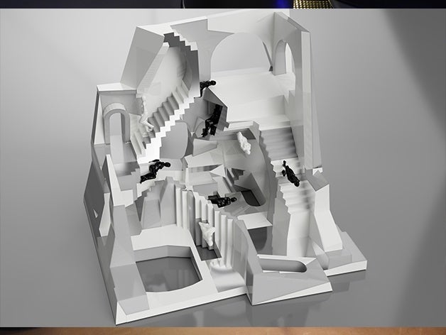 mc escher 2d to3d sculptures art 3D print model - Mito3D