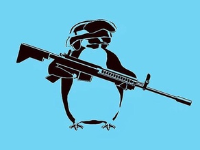 penguin soldier stencil 2d art gun penguins 3d print model - Mito3D