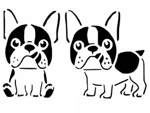 französische Bulldogge Schablone 2d-Kunst bulldog Niedlich Hund auf der 3d print model - Mito3D