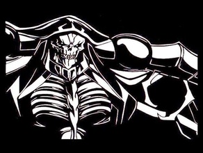 ainz ooal gown stencil 4 2d art anime elder lich mage magicaster manga momon momonga overlord skeleton sorcerer 3d print model - Mito3D