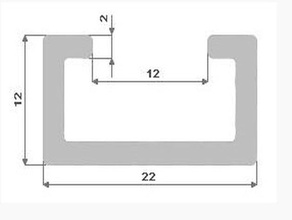 alu c-profil de 24x12 mm bord moyen des écrous la salle bains 3d print model - Mito3D